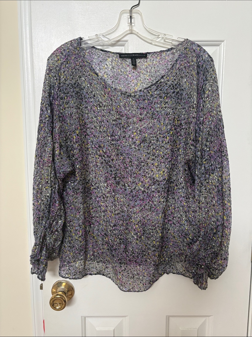 WHBM sheer purple print blouse